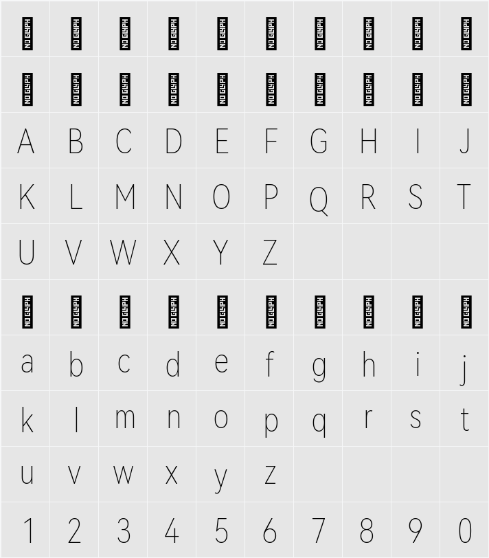 HarmonyOS Sans Condensed Thin 字符映射表