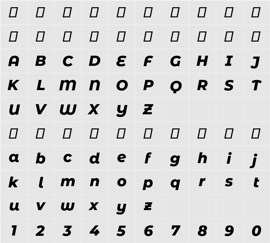 Montserrat Alternates ExtraBold 字符映射表