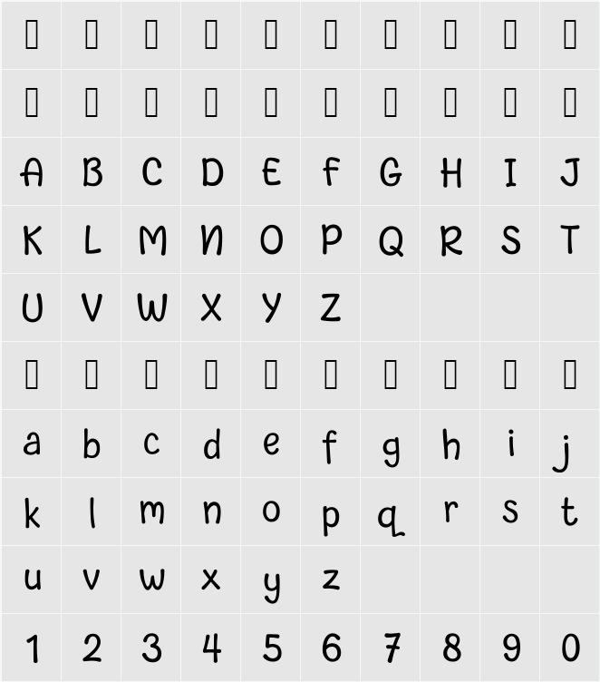 Cute Aurora 字符映射表