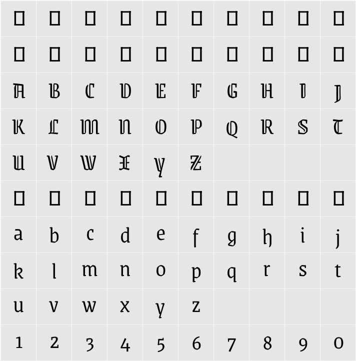 Grenze Gotisch Light 字符映射表