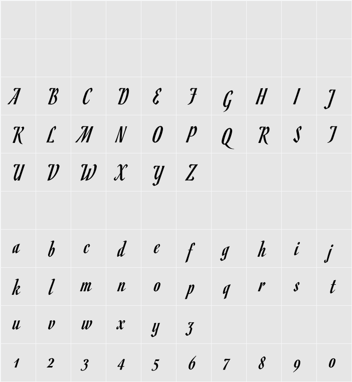 Romanesco 字符映射表