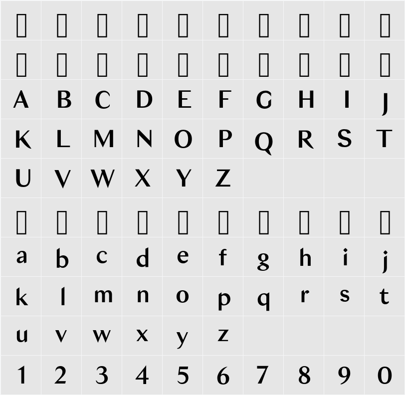 Bagnard Sans Regular 字符映射表