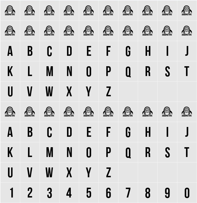 Bebas Neue 字符映射表