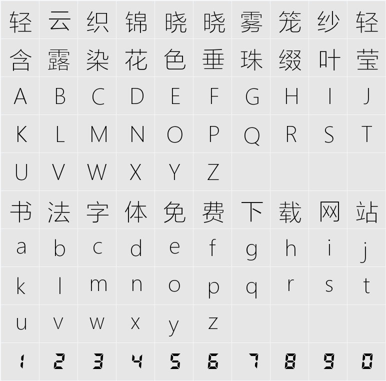 Noto Sans SC Thin 字符映射表