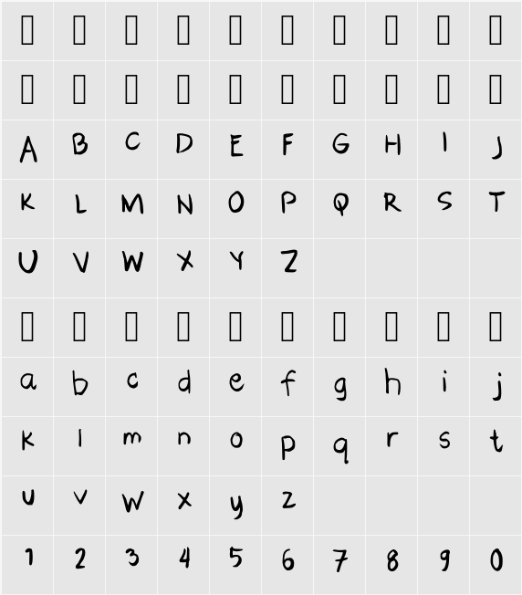 Pippa Handwriting 字符映射表