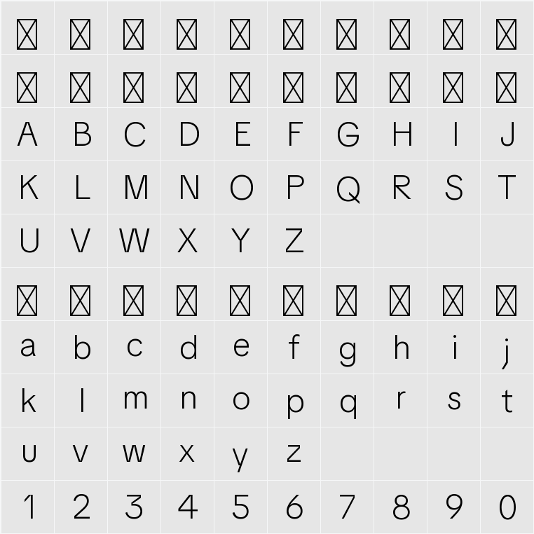TikTok Sans Display Dark Light 字符映射表