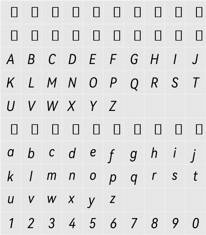 HarmonyOS Sans Condensed 字符映射表