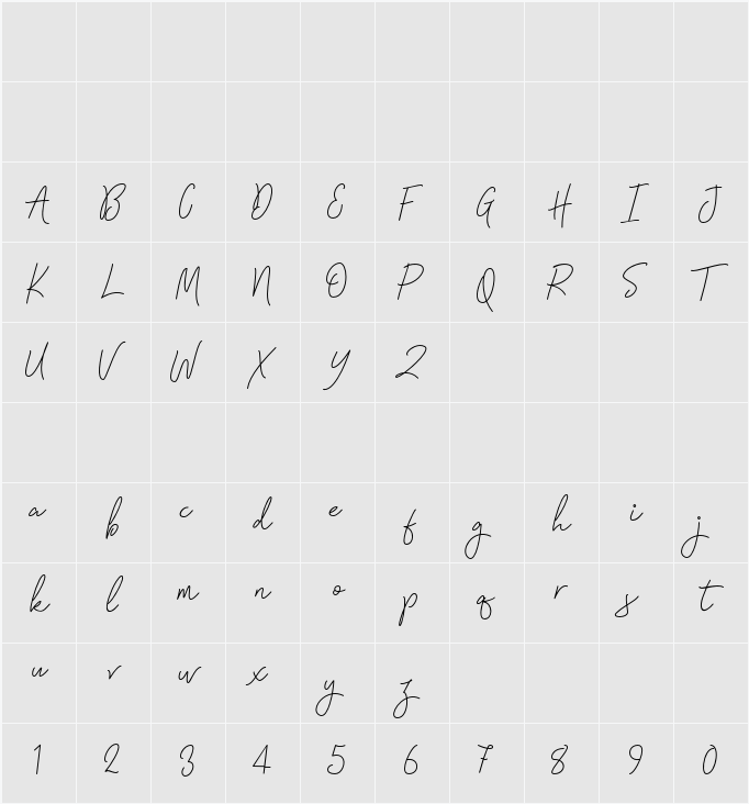 Signatura Monoline Script 字符映射表