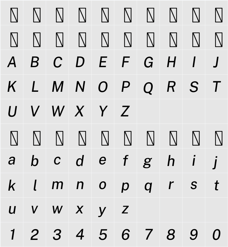 Public Sans Medium 字符映射表