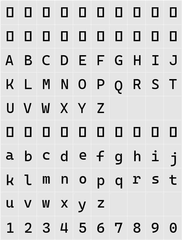 Cascadia Code 字符映射表