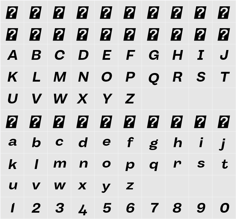 Body Grotesque Fit 字符映射表