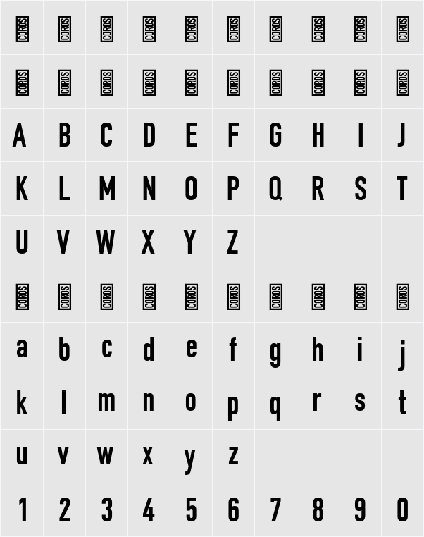 DIN COROS Bold 字符映射表