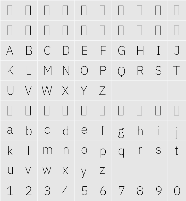 IBM Plex Sans Hebrew ExtLt 字符映射表