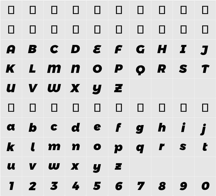 Montserrat Alternates Black 字符映射表