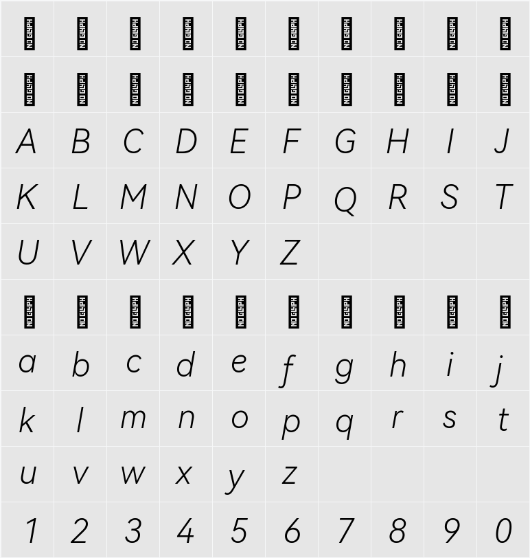 HarmonyOS Sans Light 字符映射表