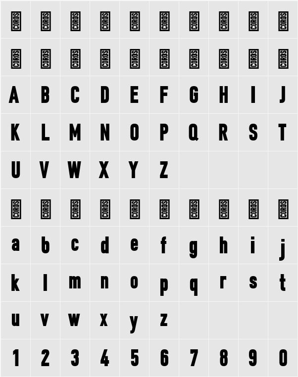 DIN COROS Black 字符映射表