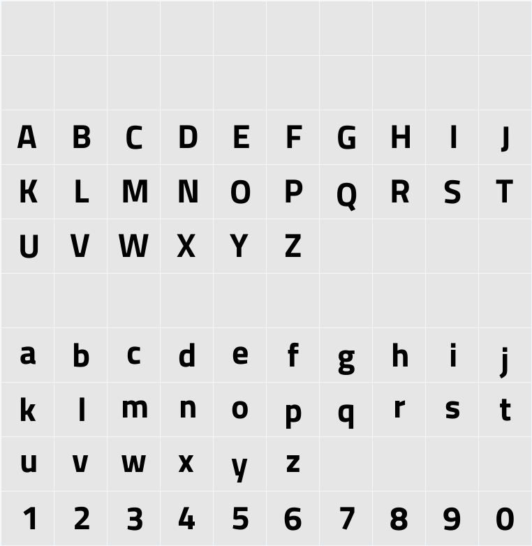 Titillium Web 字符映射表