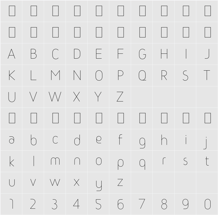 Sary Soft Thin 字符映射表