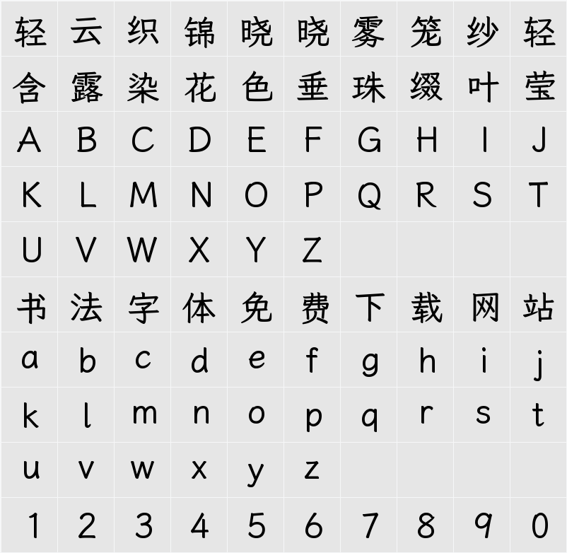 霞鹜文楷 中粗 字符映射表