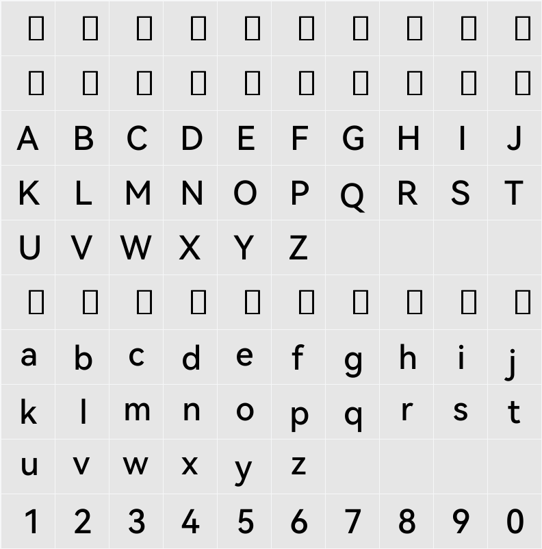 HarmonyOS Sans Medium 字符映射表