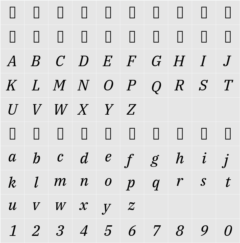 IBM Plex Serif Text 字符映射表