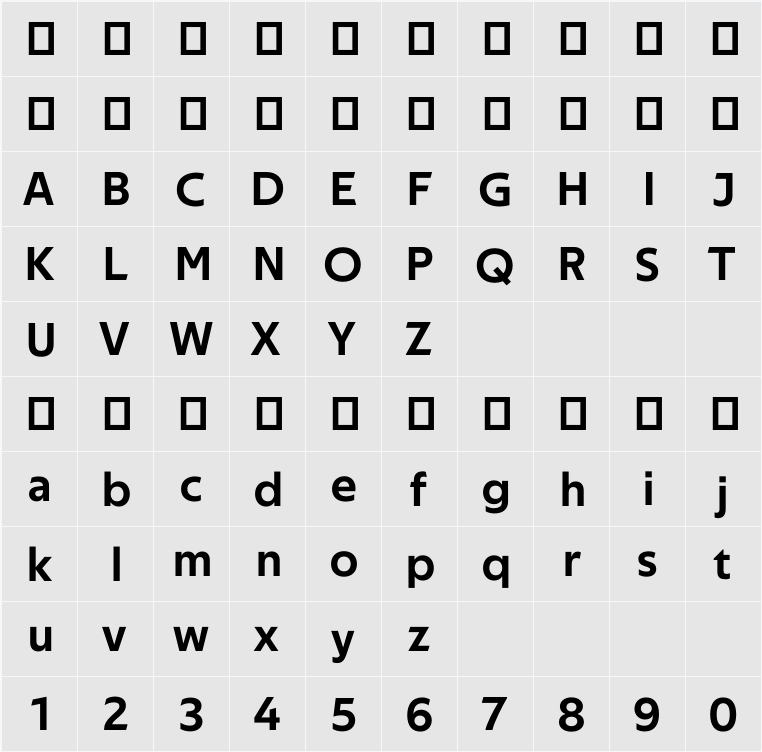 Techna Sans 字符映射表