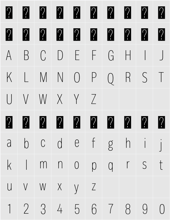 Body Text Slim Light 字符映射表