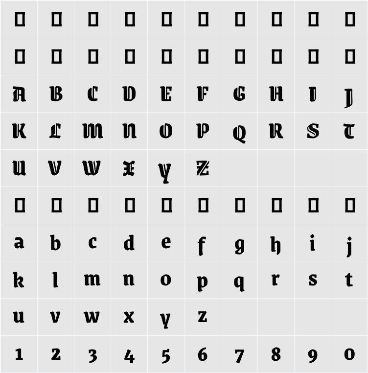 Grenze Gotisch ExtraBold 字符映射表