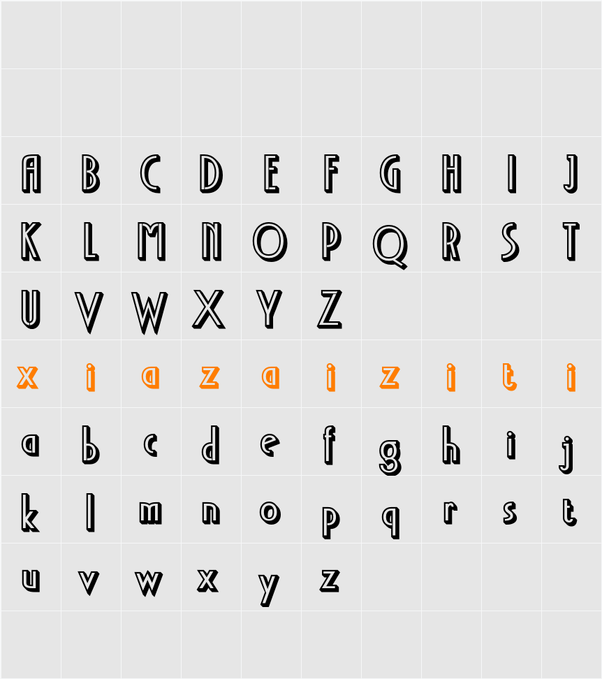 Acello 3D Demo ExtrudeRight 字符映射表