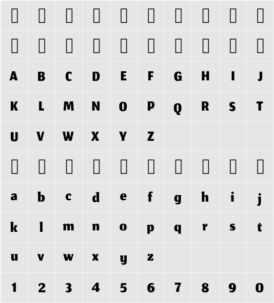 Jomhuria 字符映射表