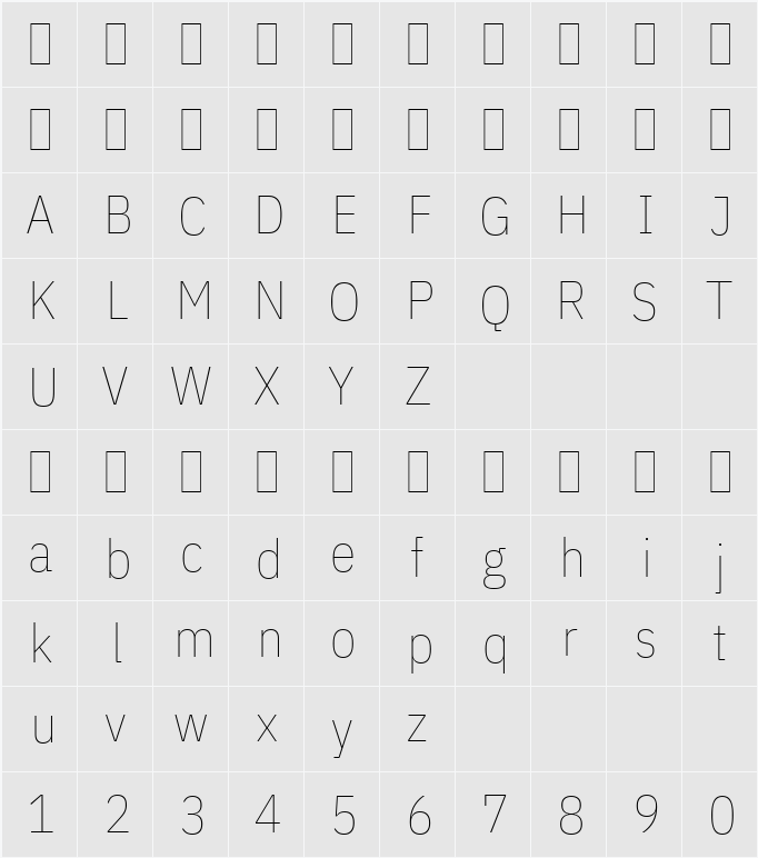 IBM Plex Sans Cond Thin 字符映射表