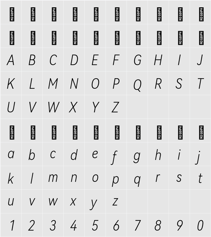 HarmonyOS Sans Condensed Light 字符映射表