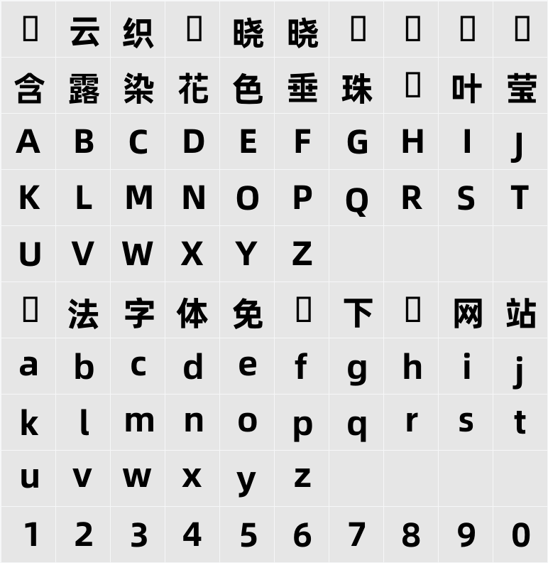 阿里巴巴普惠體 TC 55 Regular 字符映射表