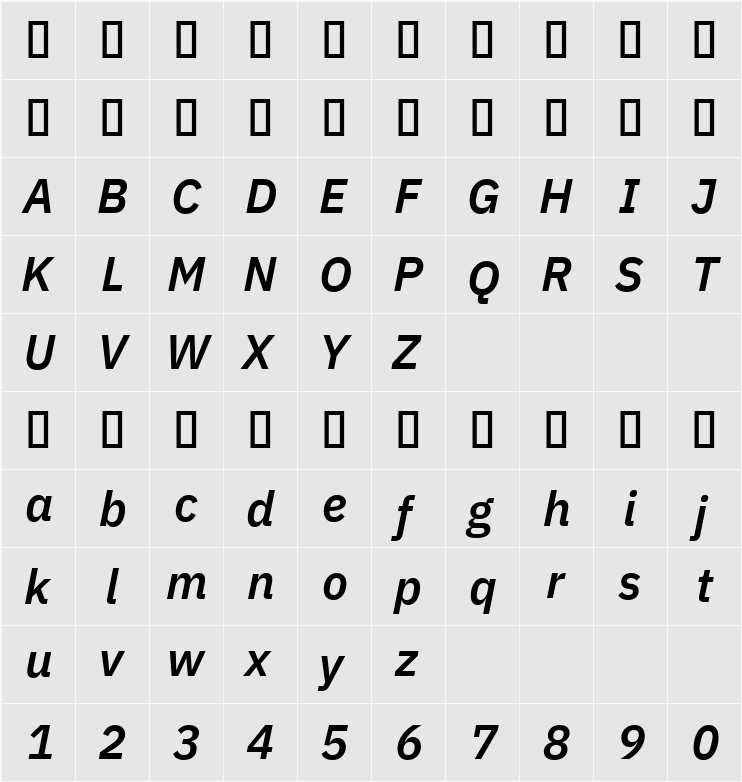 IBM Plex Sans SemiBold 字符映射表