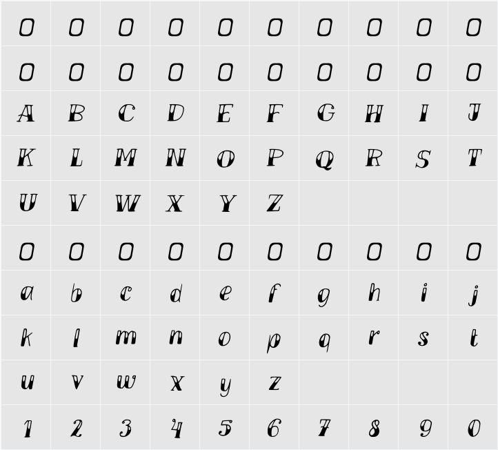 TM Vinograd Oblique 字符映射表