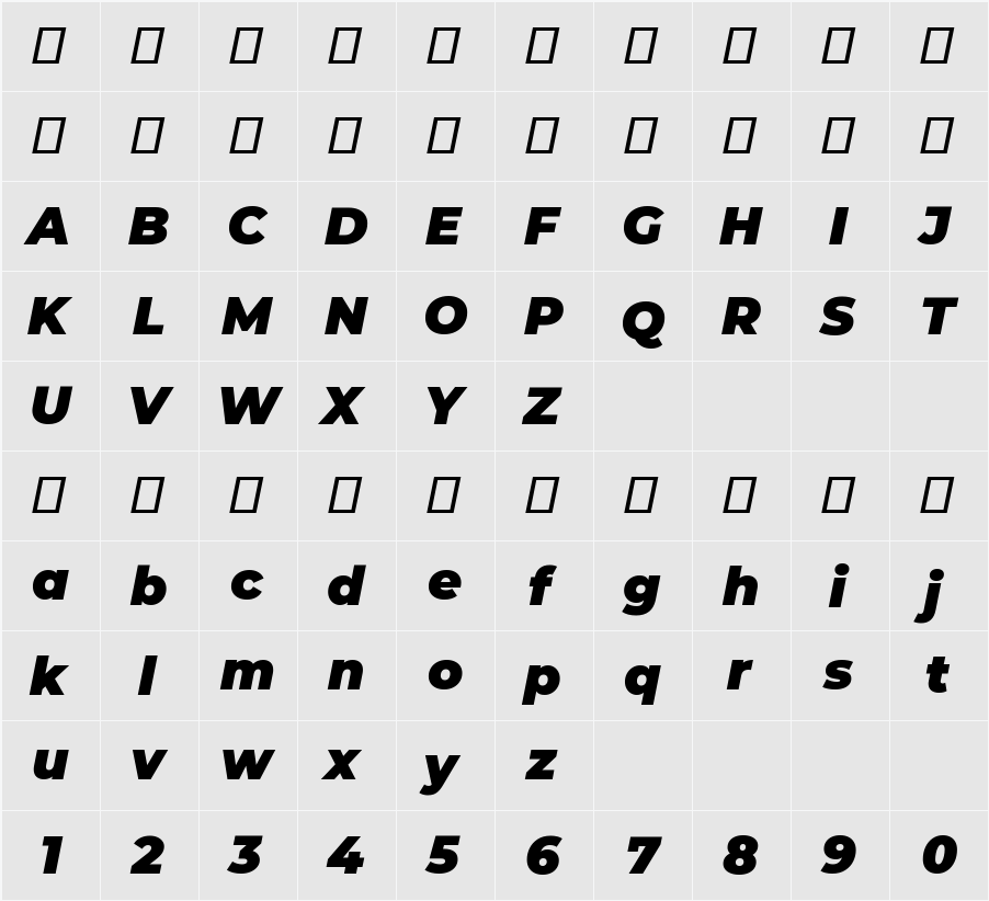 Montserrat Black 字符映射表