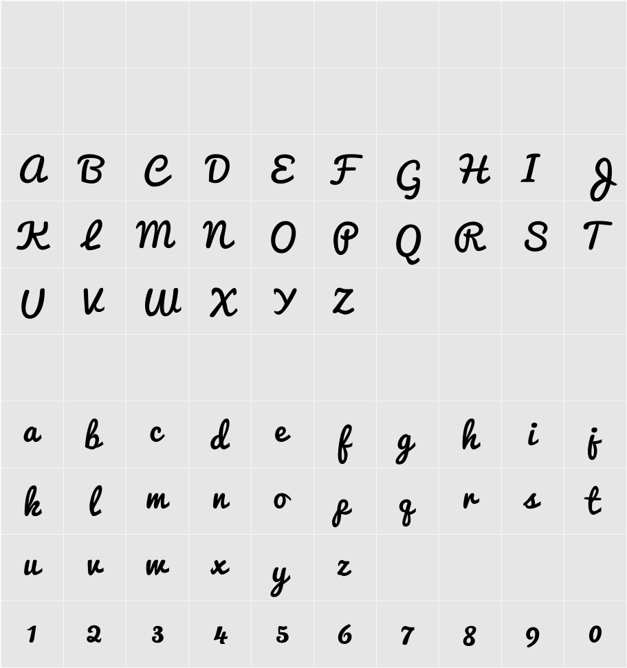 Pacifico 字符映射表