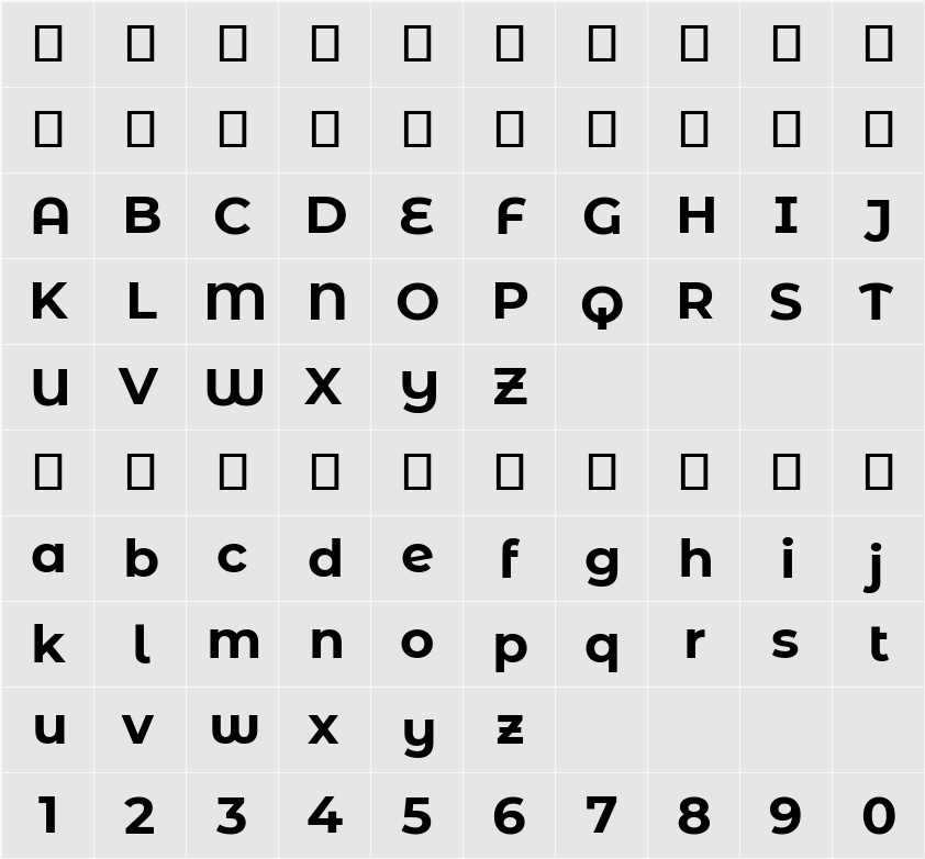 Montserrat Alternates 字符映射表