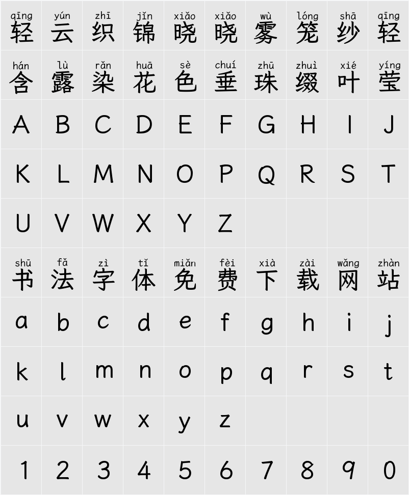 澳声通拼音文楷 字符映射表