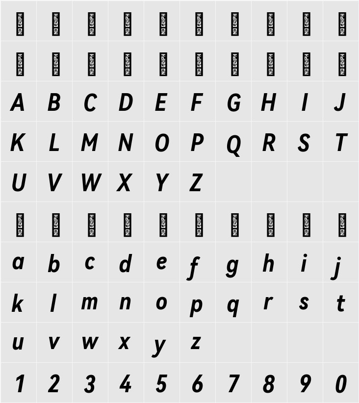 HarmonyOS Sans Condensed 字符映射表