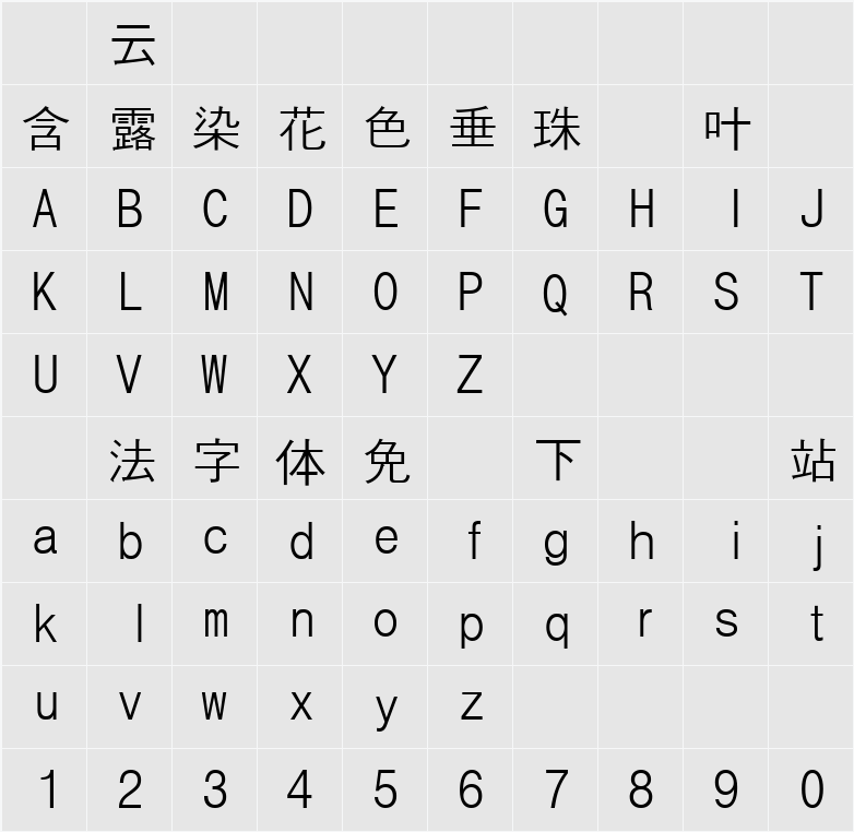 DotumChe 字符映射表