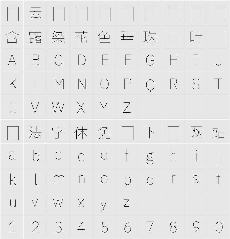 IBM Plex Sans JP Thin 字符映射表