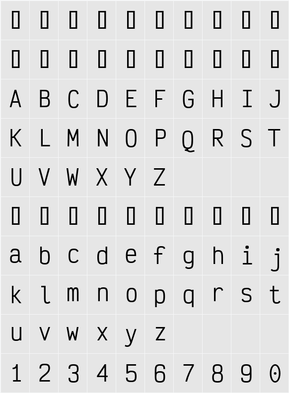 Victor Mono Medium 字符映射表