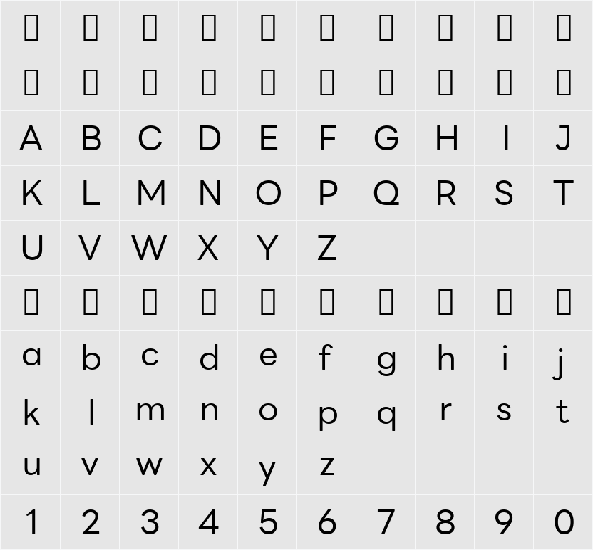 LINE Seed Sans App 字符映射表