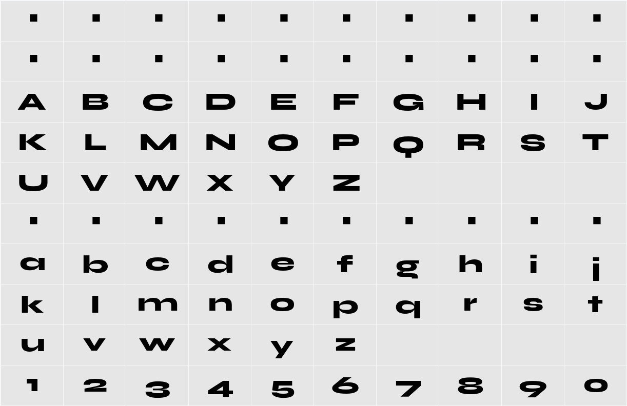 Syne Extra 字符映射表