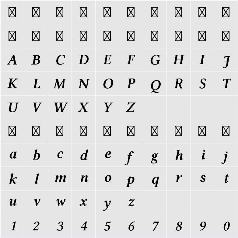 Libertinus Serif Semibold 字符映射表