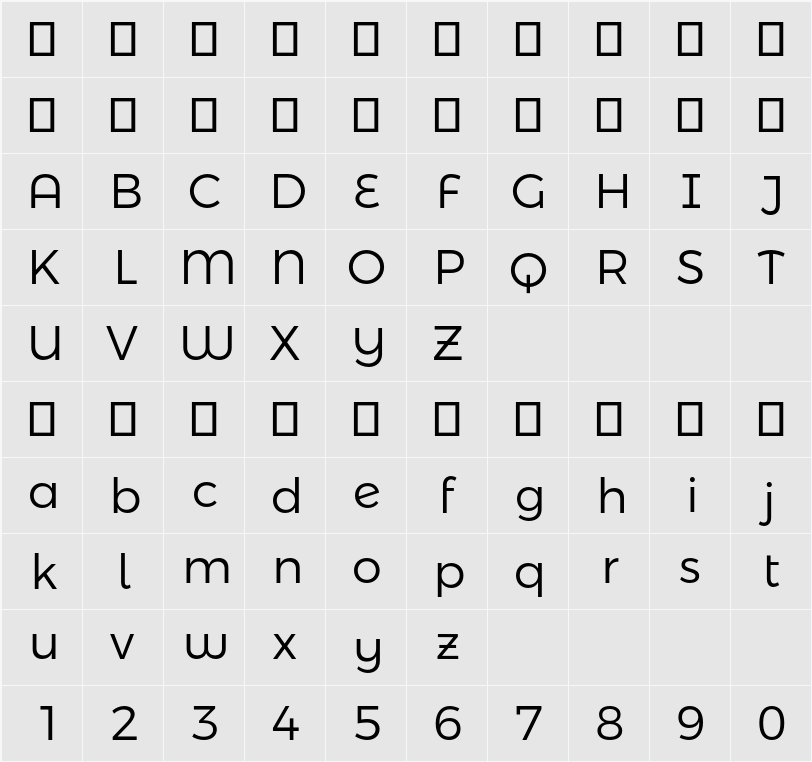 Montserrat Alternates Light 字符映射表