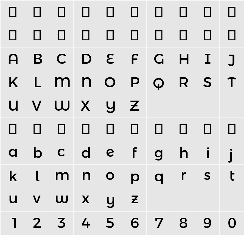 Montserrat Alternates 字符映射表