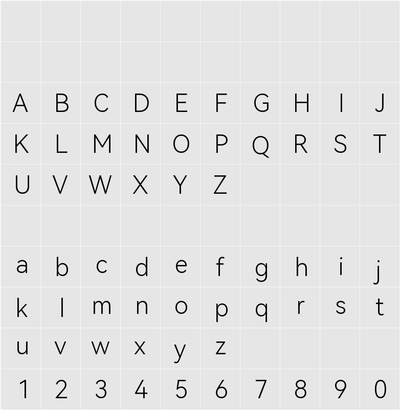 HarmonyOS Sans Light 字符映射表