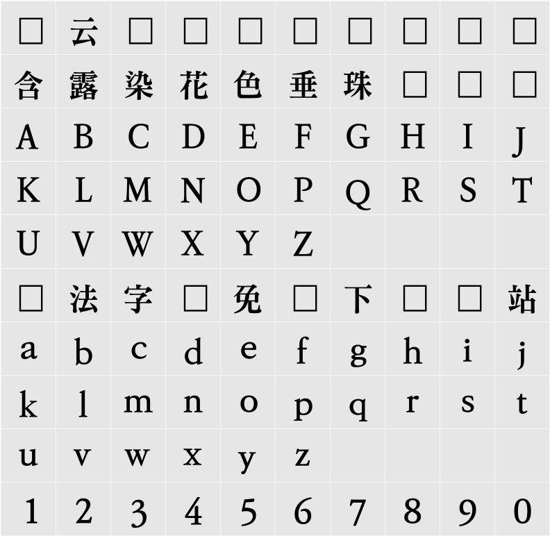 KoPub바탕체_Pro Bold 字符映射表